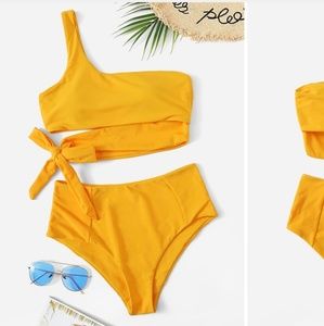 One shoulder high waisted bikini